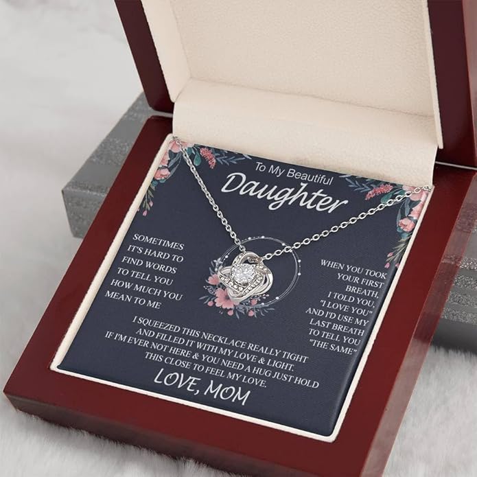 To My Daughter Gift Necklace From Dad or Mom - Badass Daughter Jewelry With Heartfelt Message & Elegant Box