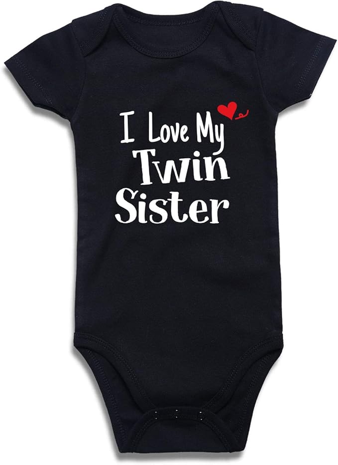 DEFAHN Funny Twins Baby Bodysuits Boys Girls Rompers 2 Pack Twin Matching Clothes Outfits for Newborn Infant