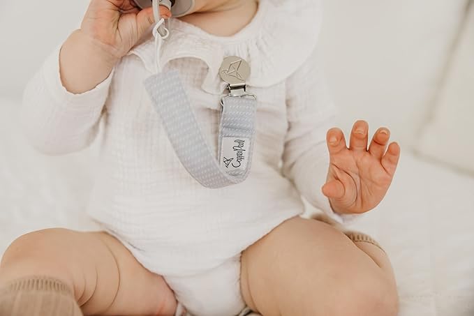 Copper Pearl Pacifier Clip 3-Pack: Premium Knit Binky Clips for Baby Girls and Boys - Stylish Stainless Steel Pacifier Holder Clip - Baby Pacifier Clips for No More Floor Drops - Lennon