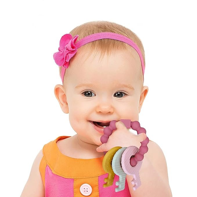 Baby Keys Toy, Teething Keys Toy for Toddlers 3-18 Months,Infants Sensory Silicone Chewable Keys Teether - Soothes Baby Gum Pain,BPA Free (Purple)