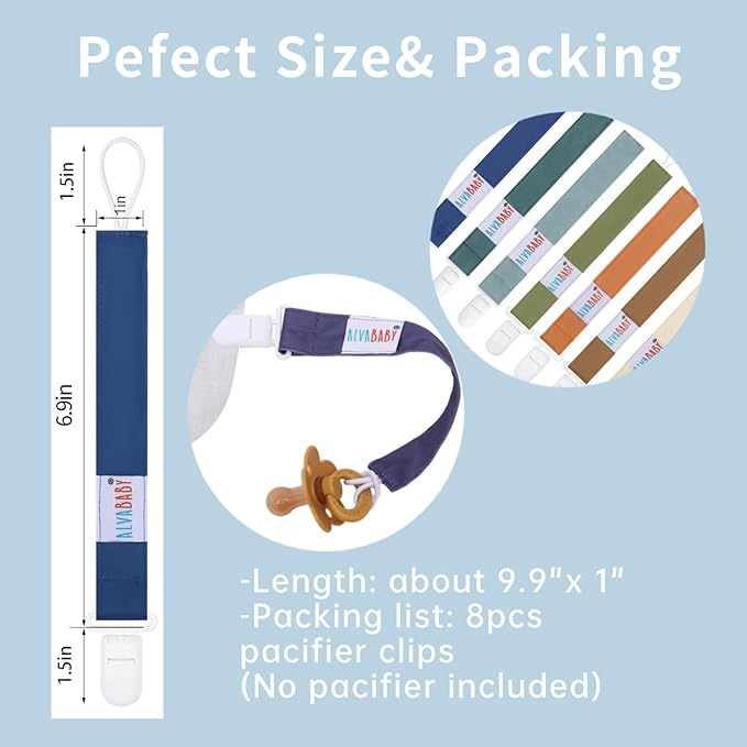 ALVABABY Baby Pacifier Clips for Boys Girls Pacifier Universal Holder Leash Pacifier Clip Binky Holder for Teether Toys Soothie 8 Packs 8DP06