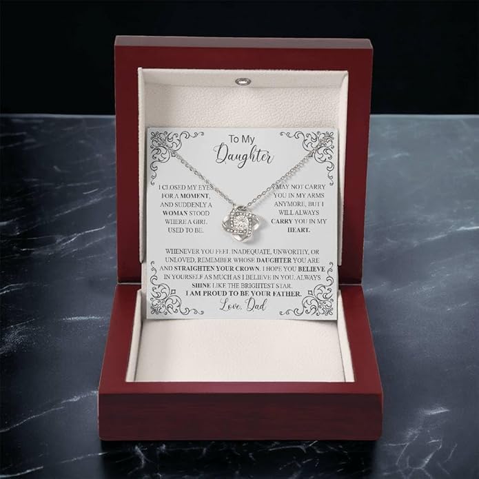To My Daughter Gift Necklace From Dad or Mom - Badass Daughter Jewelry With Heartfelt Message & Elegant Box