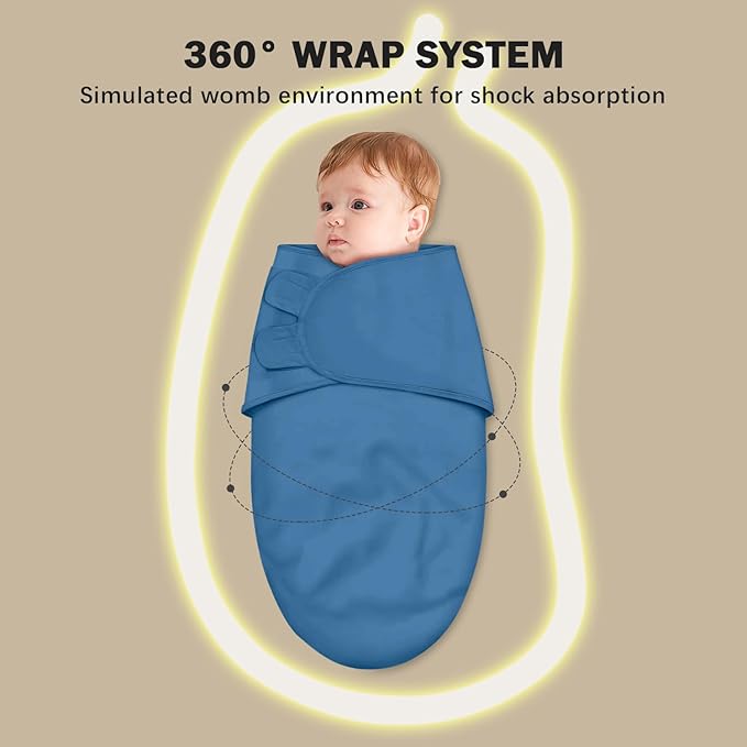 Cute Castle 3-Pack Baby Swaddle Sleep Sacks - Newborn Swaddle Sack - Ergonomic Baby Swaddles Blanket Warp for Boys and Girls - Baby Essentials (0-3 Months - Blue)
