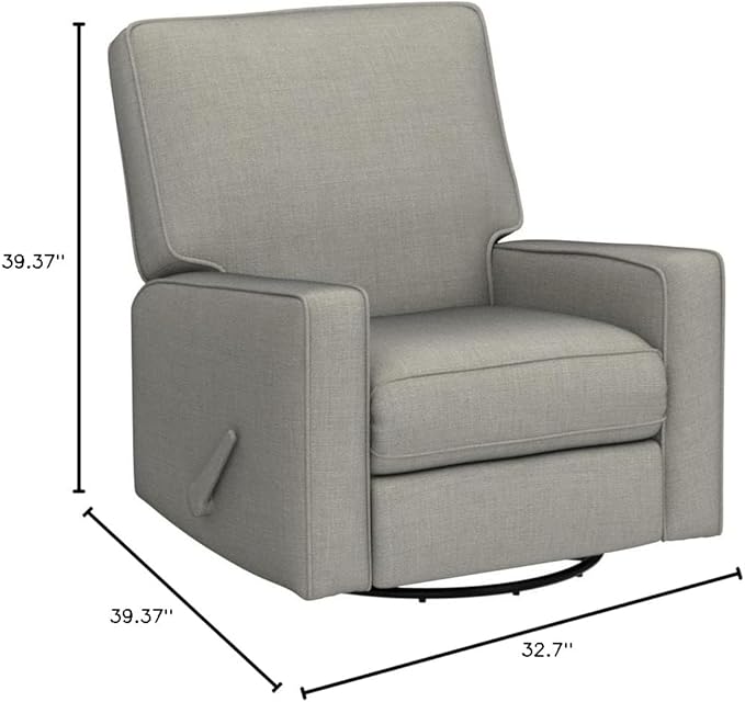 Harkawon Swivel Rocker Recliner Chair, Glider Rocker Recliner, Rocking Chair Nursery, Fabric Chair with High Back, Deep Seat, for Living Room, Bedroom (Brownish Grey-tan)