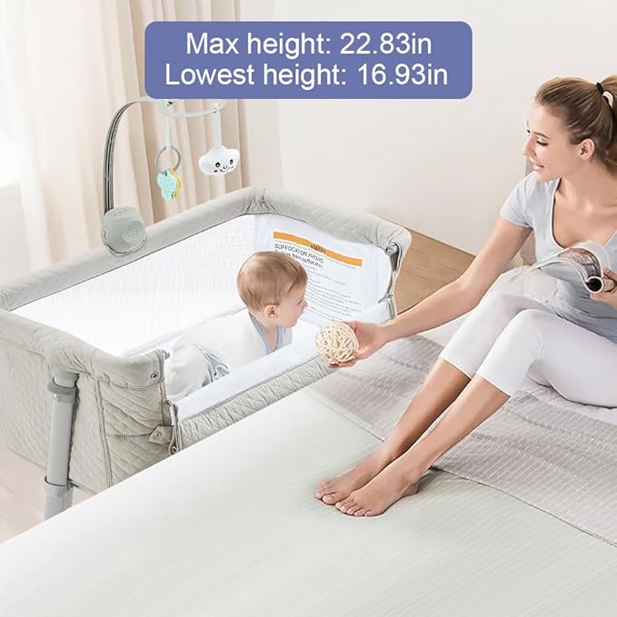 RONBEI Baby Bassinet, Bedside Sleeper Cribs,Baby Bed to Bed, Adjustable, Portable for Newborn, Infant/Baby Boy/Baby Girl