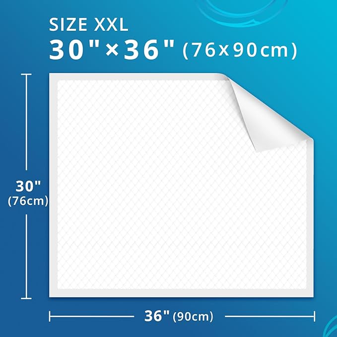 WhyWorry Extra Large Disposable Bed Pads 30" x 36", Super Absorbent Leakproof Incontinence Underpads for Surface Protection, Thick Quilted Chucks Pee Pads for Adults and Babies, 40 Count