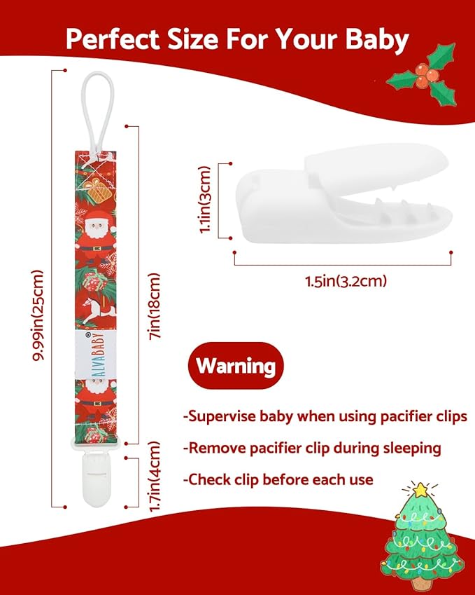 ALVABABY Pacifier Clip 8 Pack Binky Paci Clip Holder Leashes for Newborn Baby Boys Girls Christmas 8DBP03-DA