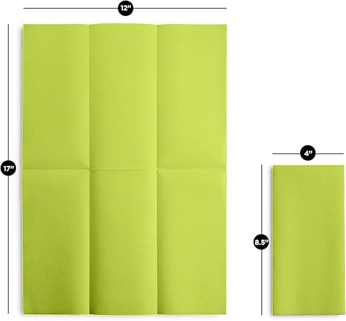 Linen-Feel Kiwi Paper Napkins - Decortive Cloth-Like Disposable Dinner Napkins - Soft And Absorbent Napkins for Thanksgiving, Party, Wedding, Bathroom Or Any Occasion. (Pack of 100)
