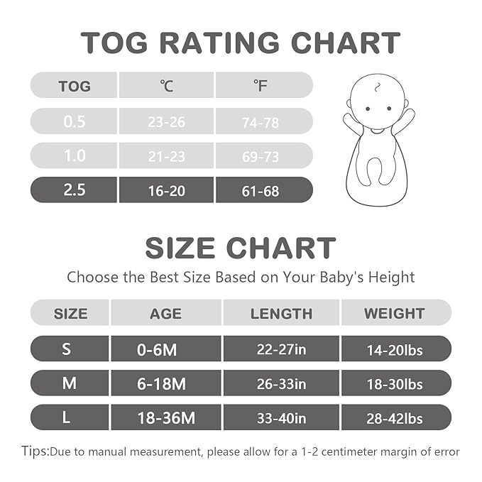 Mosebears Unisex Rayon Made from Bamboo Wearable Blanket with 2-Way Zipper,2.5 Tog Baby Winter Sleep Sack (Grey,0-6 Months)