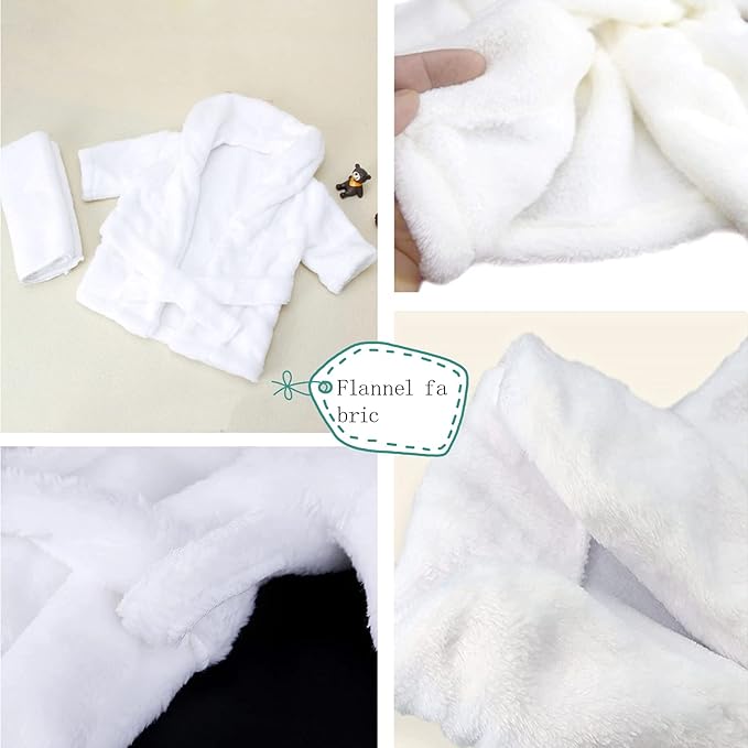 5PCS Newborn Photography Outfits, Baby Bathrobes Bath Towel Outfit with Slippers Photo Props for Girls and Boys