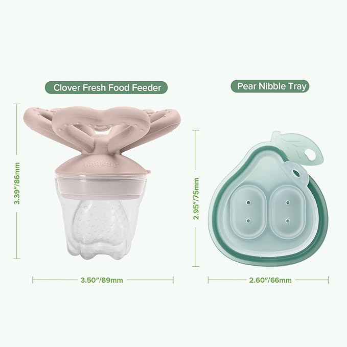 Haakaa Clover Baby Fruit Feeder Teether & Mini Freezer Nibble Tray – BPA-Free Silicone Breastmilk Popsicle Mold for Baby Teething Relief & Self-Feeding, 4M+(Blush)