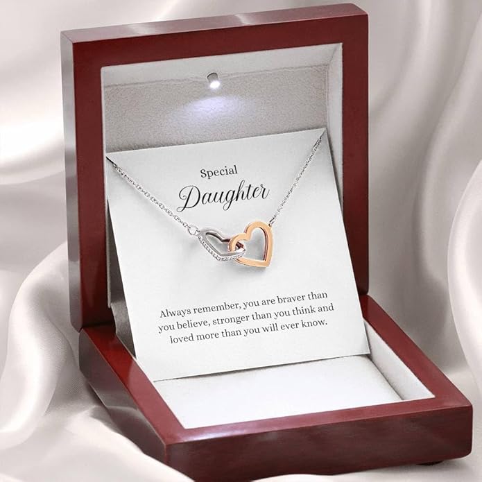 To My Daughter Gift Necklace From Dad or Mom - Badass Daughter Jewelry With Heartfelt Message & Elegant Box