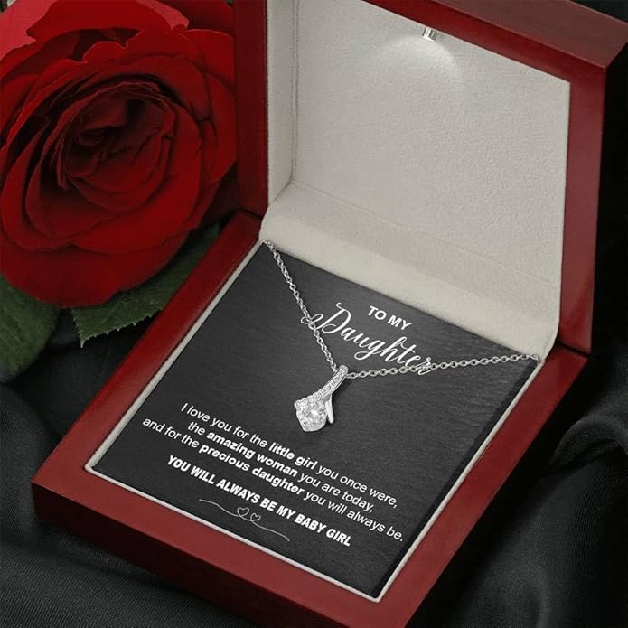 To My Daughter Gift Necklace From Dad or Mom - Badass Daughter Jewelry With Heartfelt Message & Elegant Box