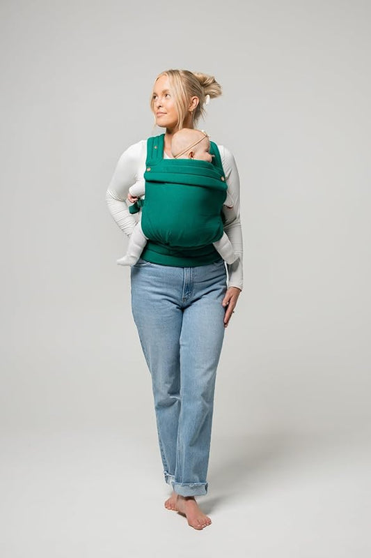Mabē Monarch Ergonomic Baby Carrier – Premium Cotton Soft Structured Newborn to Toddler Carrier with Hip-Healthy Design, 3 Carry Positions (7-35lbs), Lightweight & Breathable, (Evergreen)