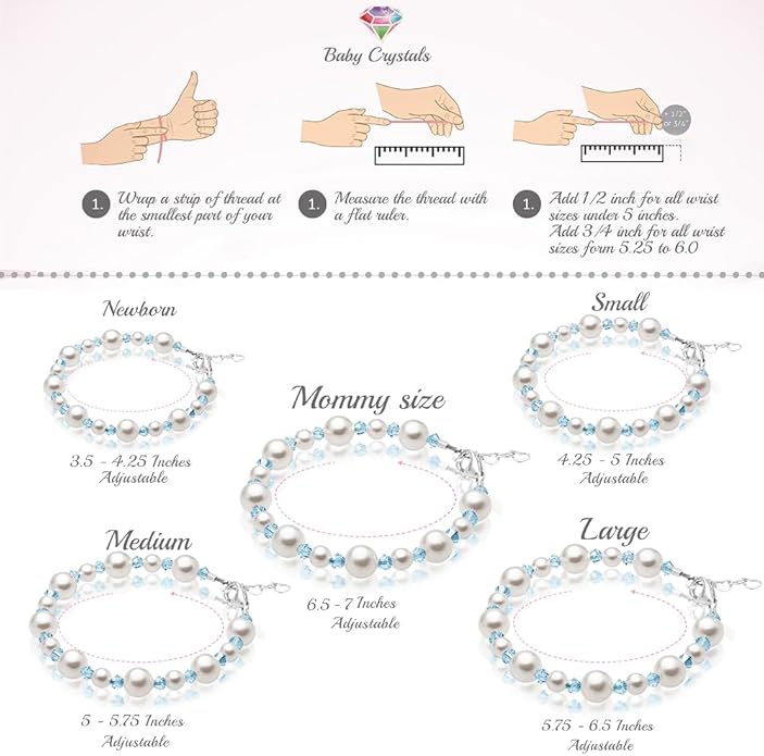 Sterling Silver Initial Charm Personalized Birthstone Bracelets for Girls, Baby Girl, Birthday Gifts for, Newborn, infant, Toddler, Teen, Pearl Bracelet, Birthstone Jewelry Crystals