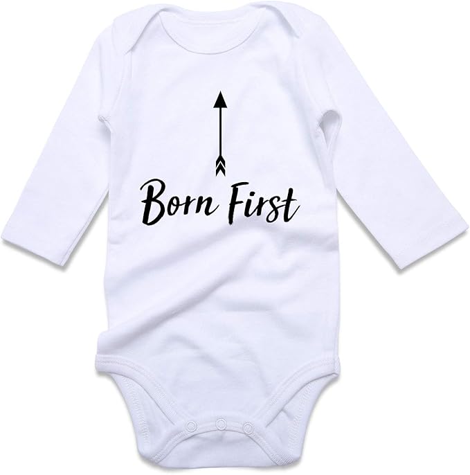 DEFAHN Funny Twins Baby Bodysuits Boys Girls Rompers 2 Pack Twin Matching Clothes Outfits for Newborn Infant