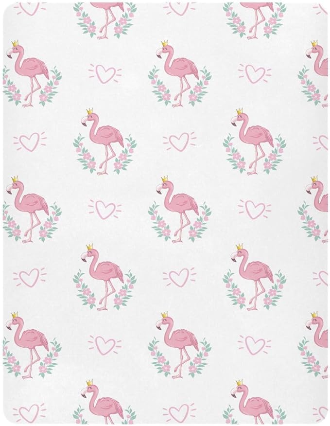 Flamingo Crib Sheets for Neutral Bassinet Play Sheets,Sheets Toddler Bed Sheets for Baby Boys Girs 39 * 27 * 5in