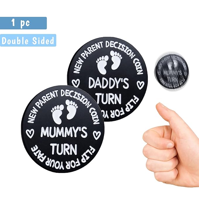 Fathers Day New Baby Gifts for Parents,Double-Sided Decision Coin Gift for New Mom & Dad,Funny Baby Shower Gifts for Couple,Gifts for Pregnant Women as Halloween Thanksgiving Christmas Gift,B-Black