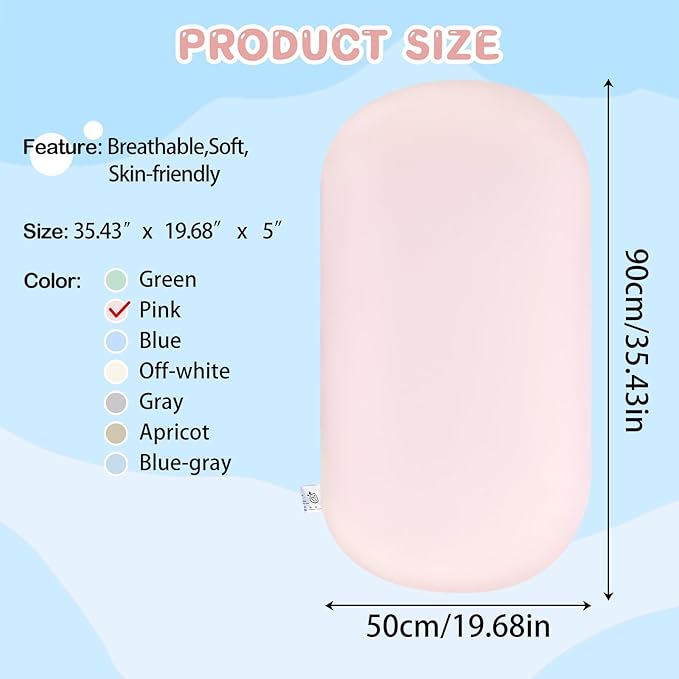 Lucakuins Baby Lounger, Bionic Design, Newborn to 24 Months, Soft Organic Cotton, Breathable, Pink, Portable, 19x4x4 inches