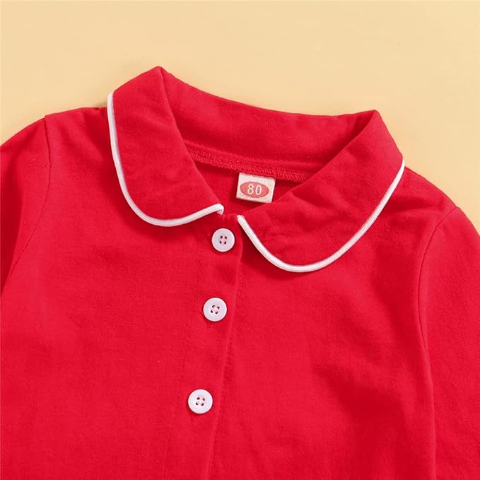 Toddler Kids Baby Girl Solid Pjs Ruffle Long Sleeve Button Shirt Top and Pants Cotton 2Piece Pajamas Set