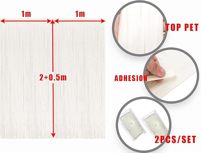 BRAVESHINE Tinsel Photo Backdrop Curtains - 2 Pack 3.2x8.2ft White Foil Fringe Streamer Curtain for Halloween/Boo Day/Valentine’s/Birthday/Christmas/Engagement/Bridal Shower Party Supplies Decorations