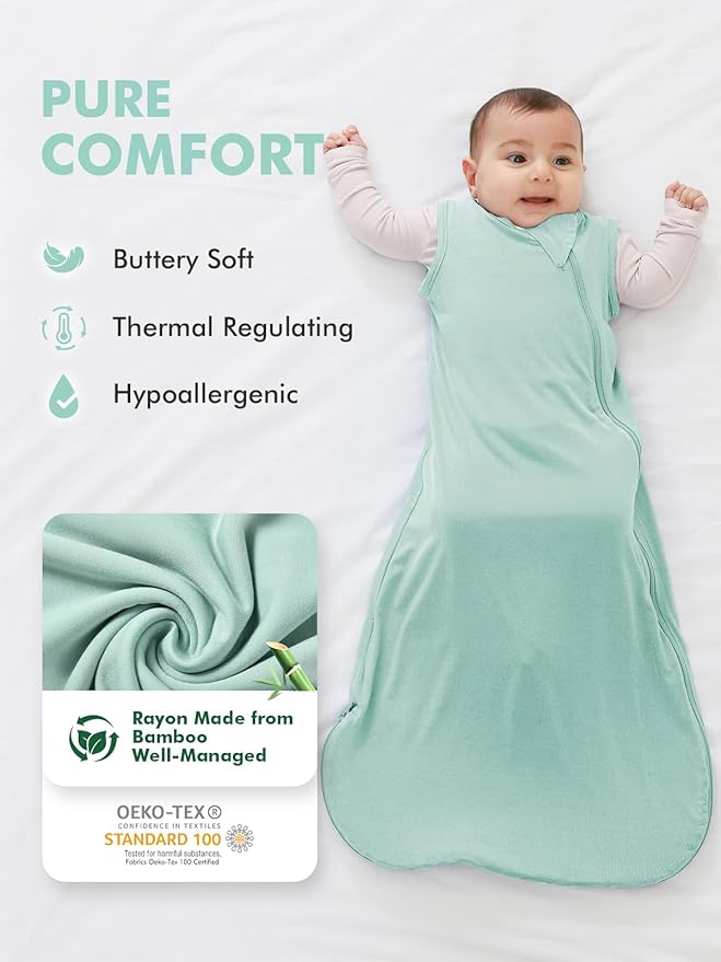 HAPIU Unisex Rayon Made from Bamboo Baby Sleep Sack TOG 0.5, 2-Way Zipper YKK, Wearable Blanket Toddler