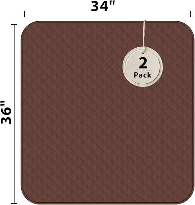 Hide Stains Bed Pads Washable Waterproof 34x36 Inch (2 Pack), Incontinence Bed Pads Washable, Bed Wetting, and Pet Protection, Brown – Ideal for Elderly, Adults, Kids and Pets
