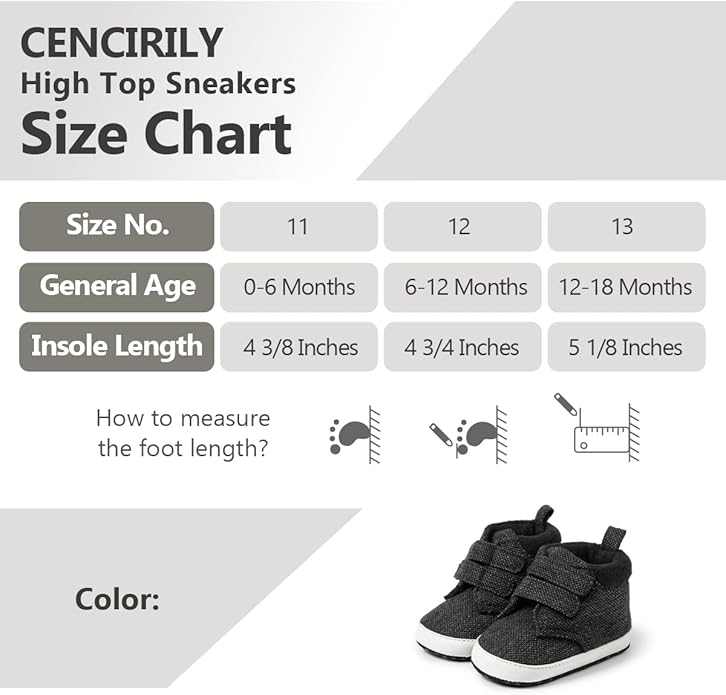 CENCIRILY Baby Boys Girls High Top Sneakers Soft Soles Anti Skid Infant Ankle Shoes Toddler Prewalker First Walking Crib Shoes