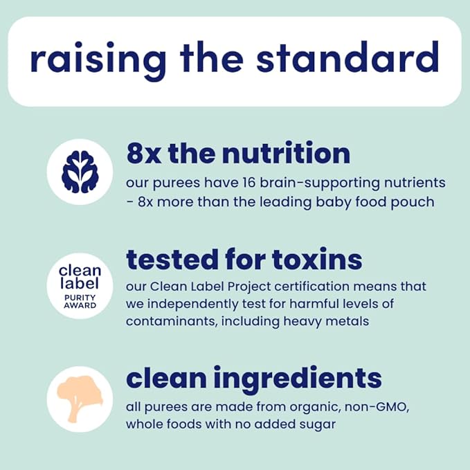 Cerebelly Organic Baby Food Pouches – Organic Hearty Veggie Purees | 16 Nutrients, No Added Sugar, Non-GMO | Blended Toddler Food | 4oz BPA-Free | 4 Flavors | 8 Pack