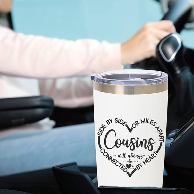 MFGNEH Cousin Gifts for Women Tumbler Mug,Birthday Gifts for Cousin Female,Cousins Christmas Gift for Women,Best Cousins Gift,20 oz Stainless Steel Insulated Travel Tumbler