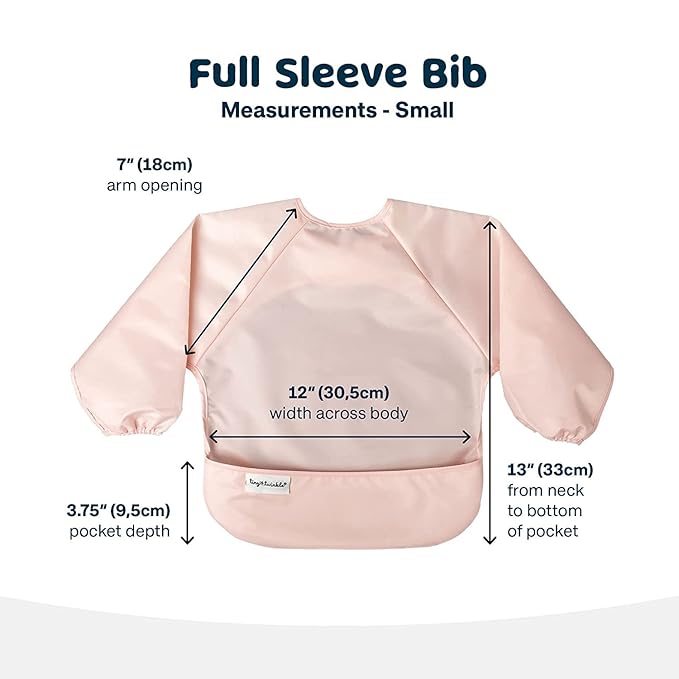 Tiny Twinkle Mess Proof Baby Bibs, 2pk Waterproof Smock Baby Bibs for Eating, Machine Washable Long Sleeve Bibs, Baby Led Weaning, Toddler Bibs, BLW Supplies (Rose Burgundy, Small 6-24 Months)