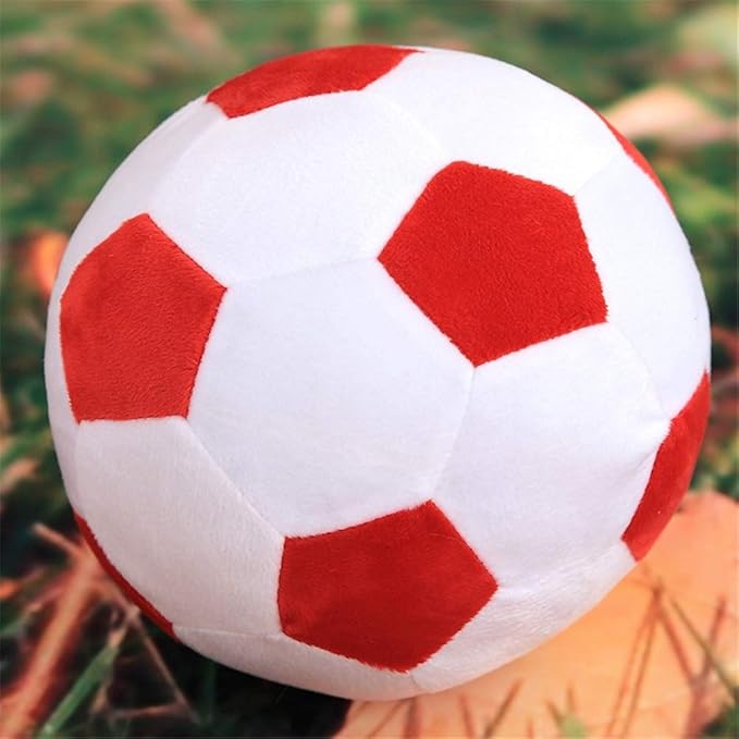 Plush Soccer Balls - Fluffy Stuffed Toy Soccer Ball Plush Pillow Soft Durable Stuff Soccerball Gift for Kids Boy Baby (Red - White,17.7inch/45cm)
