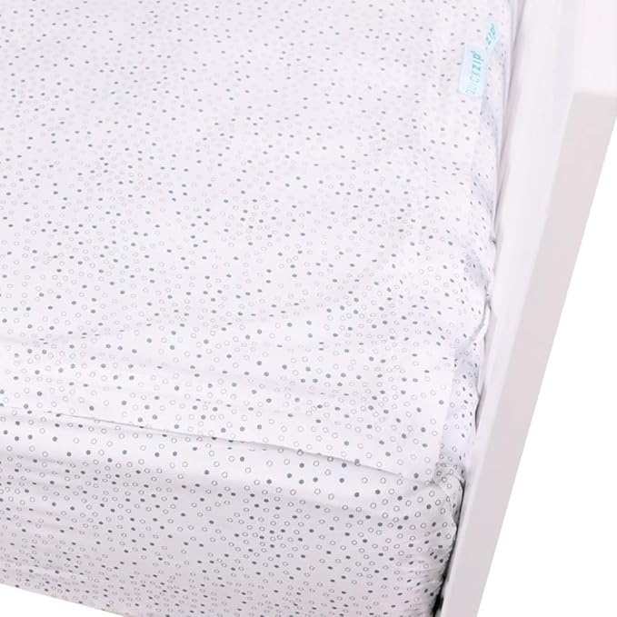 QuickZip Easy Change Crib Sheet with Wraparound Total Security Base, Gray Dot