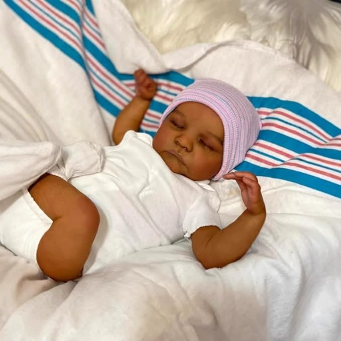 Lifelike Reborn Baby Doll Black Boy - 18 Inch Soft Body Realistic Newborn Baby Dolls Silicone Real Life Dark Skin Baby Dolls with Accessories Toy Set Birthday Gift for Kids Age 3+