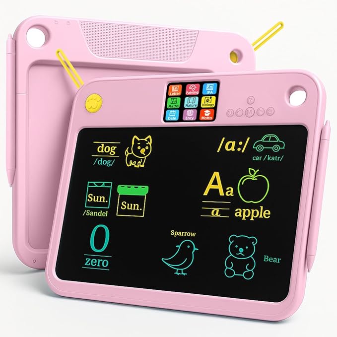 16" LCD Writing Tablet for Kids,Autism Sensory Toys Ages 3 4 5 6 7 Dual Screen Learning, 9 Knowledge Categories, Type-C, Lightweight, Long Battery Life, Ideal for Travel and Gifts Pinks