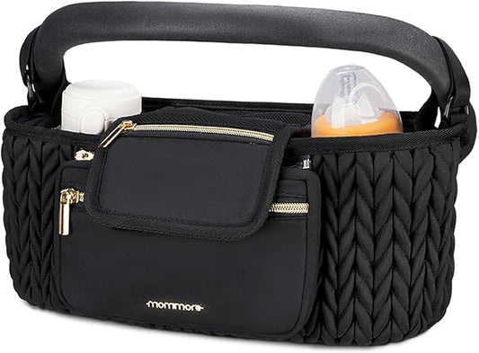 mommore Stroller Organizer with Insulated Cup Holders, Adjustable Stroller Caddy with Detachable Phone Bag, Stroller Accessories Fits for Uppababy, Doona, Jogger, Britax, Mompush, Bob