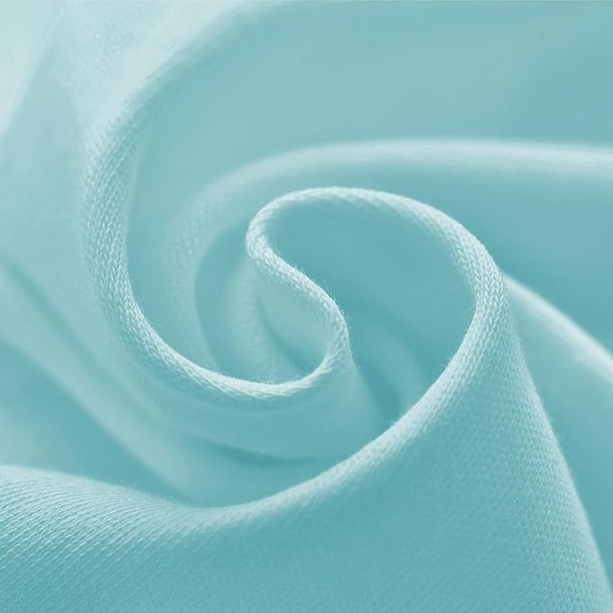 Biloban Crib Sheets Fitted, 2 Pack Crib Sheet Fits for Standard Crib Mattress, Neutral Toddler Bed Sheets for Baby Boys and Girl, White & Aqua, 52”X 28”