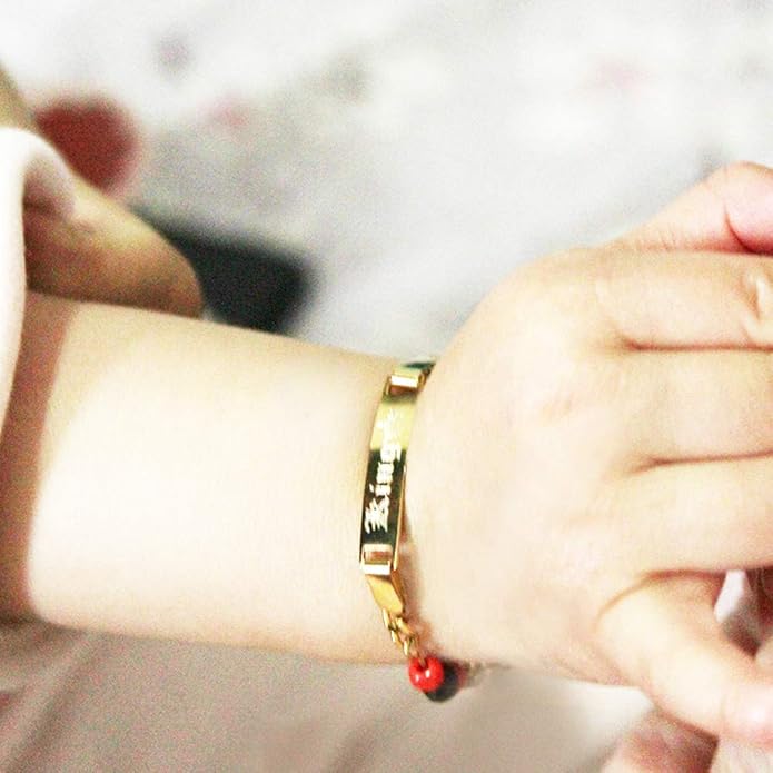 Tina&Co Personalized 18K Gold Plated Baby Name Bracelet Custom Bracelets for Kids Id Protection Bracelet Baptism for Girls