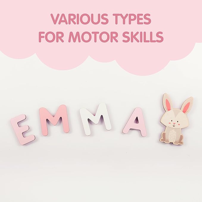 Customized Name Puzzle for Toddlers (Fixed I J Letters) Personalized Toddlers Busy Board, Baby Personalized Board for 1-5 Years Old, Montessori Toys (Pastel Girls)