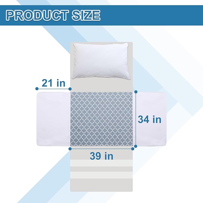 OUTCREATOR® Saddle Style Bed Pad with Tuck-in Sides, 34" x 39" Reusable Incontinence Underpad, Absorbent Waterproof Washable Quilted Tuckable Mattress Protector for Adults, Elderly, Kids, Pets (Gray)