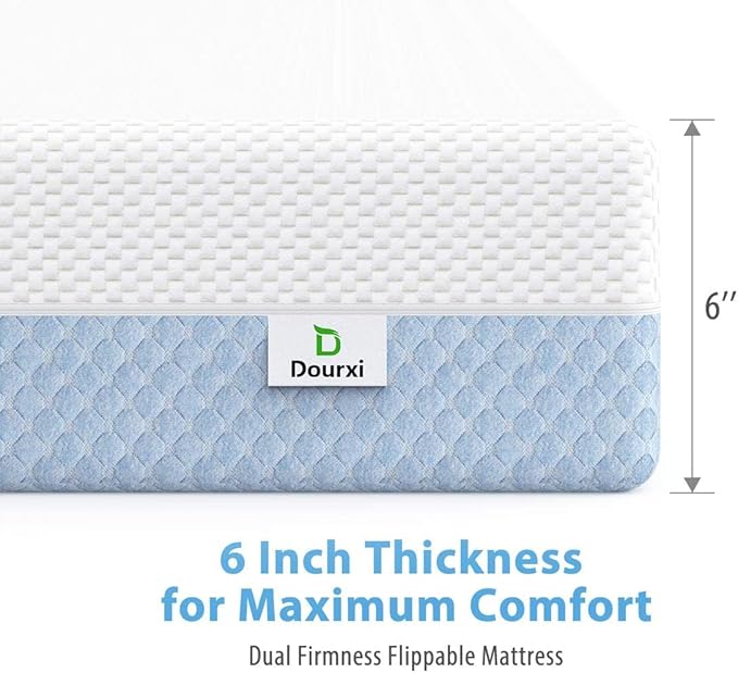 Crib Mattress, Dual Sided Comfort Memory Foam Toddler Bed Mattress, Triple-Layer Breathable Premium Baby Mattresses for Infant and Toddler w/Removable Outer Cover - White&Blue