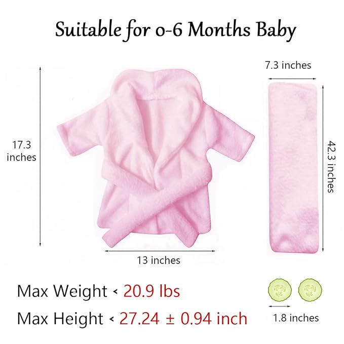 M&G House Newborn Photography Props Bathrobe Outfits Girl Baby Robe Bath Towel Costume Sets 0-6 Months(Pink)