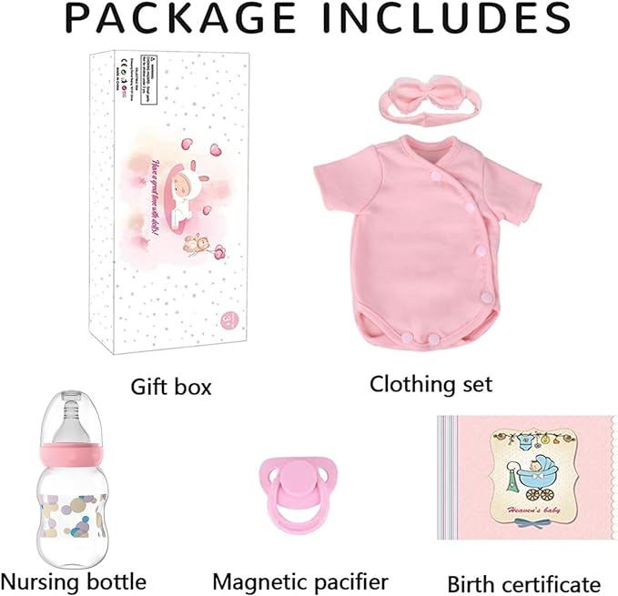 SCOM Reborn Baby Doll Girl - 18 Inch Realistic Real Life Doll, Anatomically Correct Baby with Cloth Body & Vinyl, Newborn Lifelike Weighted Toddler with Hair for Ages 3 4 5 6 + Year Old Gift