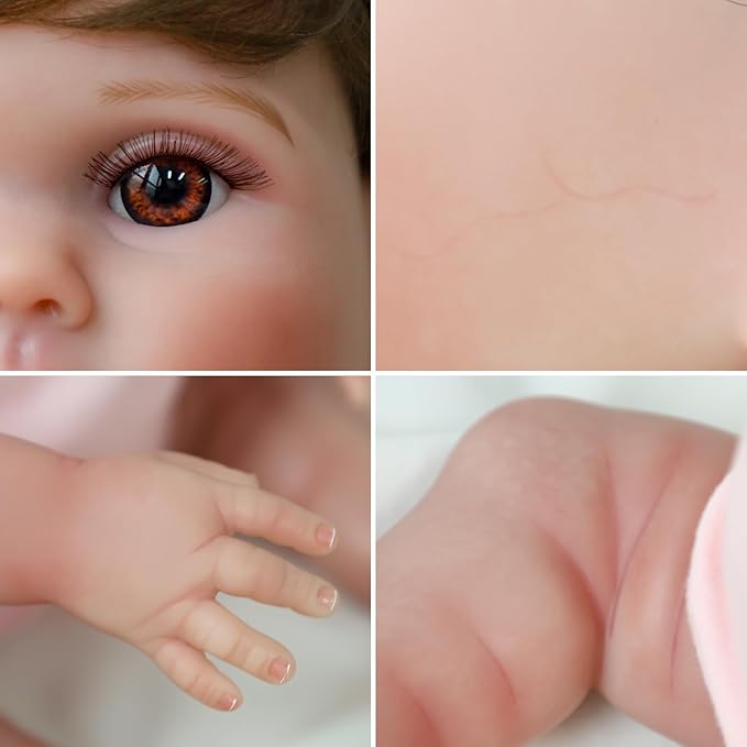 SCOM Reborn Baby Doll Girl - 18 Inch Realistic Real Life Doll, Anatomically Correct Baby with Cloth Body & Vinyl, Newborn Lifelike Weighted Toddler with Hair for Ages 3 4 5 6 + Year Old Gift