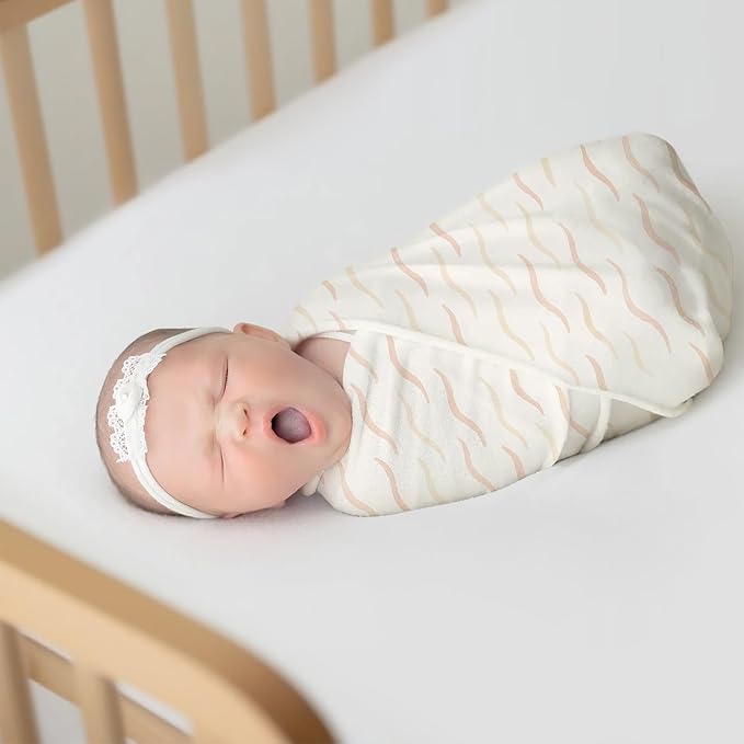 HECCEI Muslin Swaddle Blankets - 3 Pack Baby Muslin Blanket Large Swaddles 47 x 47 inches Breathable & Soft Baby Receiving Blanket Gender Neutral for Newborn Boys Girls, Aqua Dreams