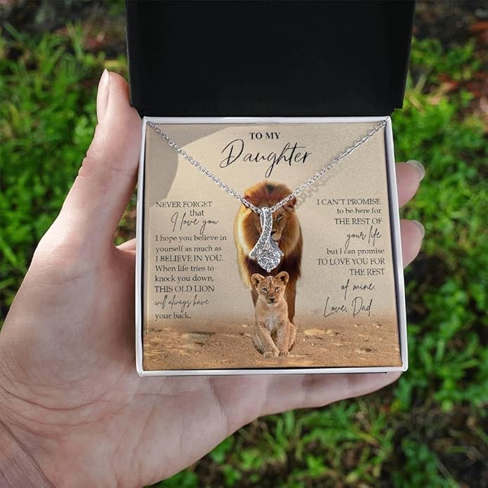 To My Daughter Gift Necklace From Dad or Mom - Badass Daughter Jewelry With Heartfelt Message & Elegant Box