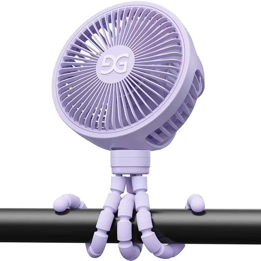 GUSGU Stroller Fan Clip on for Baby, Flexible Tripod & Rechargeable Battery, Small Personal Fan, Mini Portable Fan for Travel, Handheld, Car (Purple)