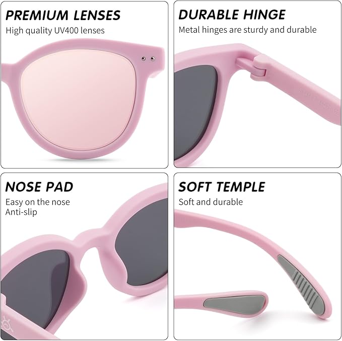 EYEBUDDY Kids Sunglasses for Boys Girls Age 2-8 Polarized UV Protection Toddler Children Sun Glasses Pack of 2
