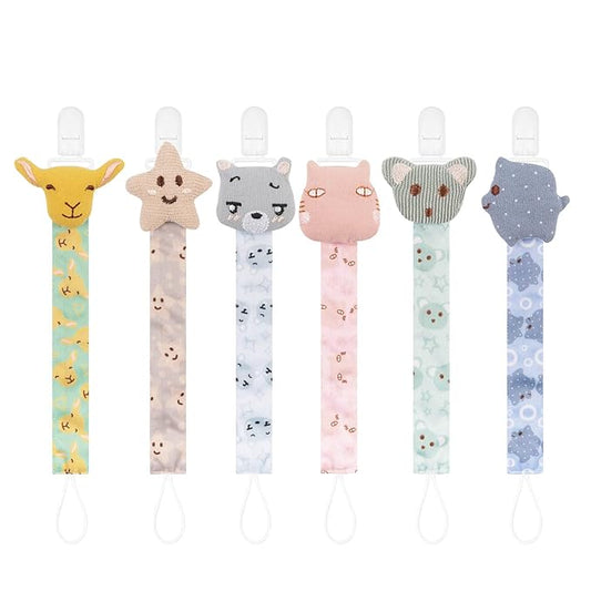 Babygoal Doll Pacifier Clips with Pacifier Case, 6 Pack Binky Paci Holder Clips and Leash for Boys and Girls Fits for Most Pacifier, Binkie Styles & Baby Teethers & Toys and Gift 6PS33-GZ