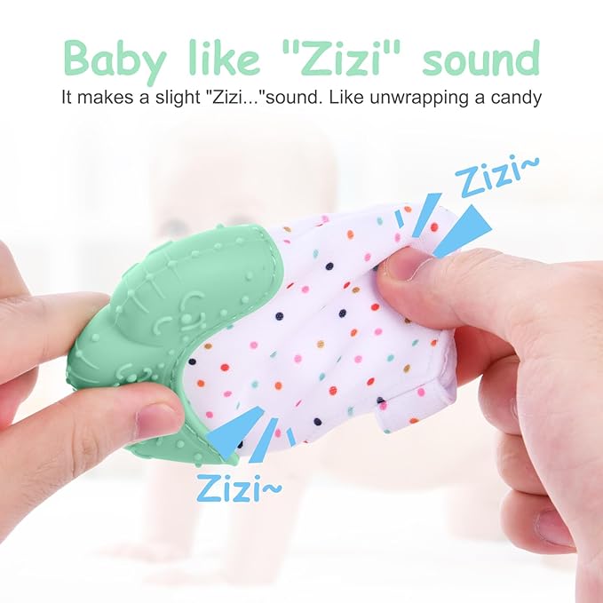 Vicloon 2Pack Silicone Teething Mitt, Soothing Infant Teething Mitten Pain Relief, Prevent Scratches Glove, Safe Silicone Teething Toys for 0-12 Months